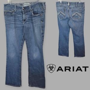 Ariat Mid Rise Straight Cut Blue Denim Jeans Cotton Blend Women's 29 X 30